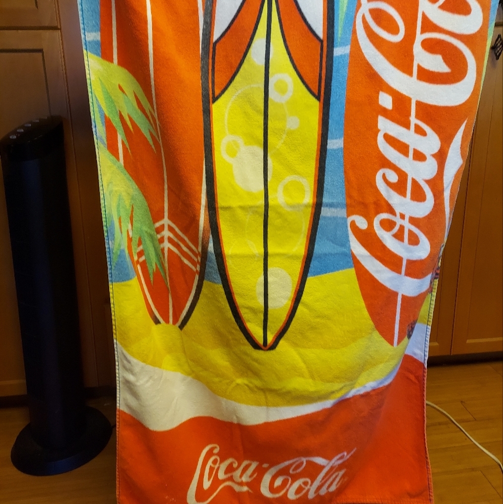 Coca-Cola surfboard vintage beach towel 27in x 53in